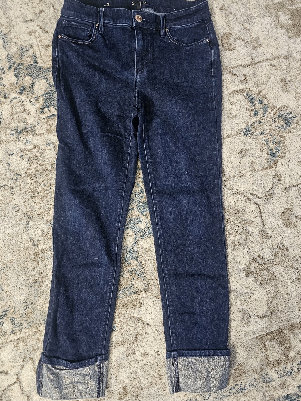 WHBM- Dark Wash Women's Straight Jeans - Navy Blue